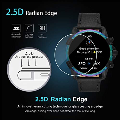 BECEMURU Protector de Pantalla Diesel Full Guard 2.5 Touchscreen, 9H Protector de Pantalla de Vidrio Templado de Cobertura Completa para Smartwatch Diesel(DZT2012/DZT2013) [3 Unidades]