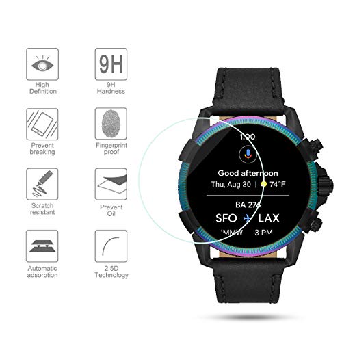BECEMURU Protector de Pantalla Diesel Full Guard 2.5 Touchscreen, 9H Protector de Pantalla de Vidrio Templado de Cobertura Completa para Smartwatch Diesel(DZT2012/DZT2013) [3 Unidades]