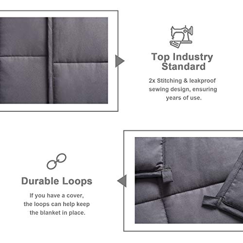 BedStory Manta ponderada 100% algodón Natural antiácaros hipoalergénica Suave y cómoda Puede aliviar la ansiedad el estrés el insomnio Gris Oscuro 122 * 183 cm (6,8 kg) Adultos