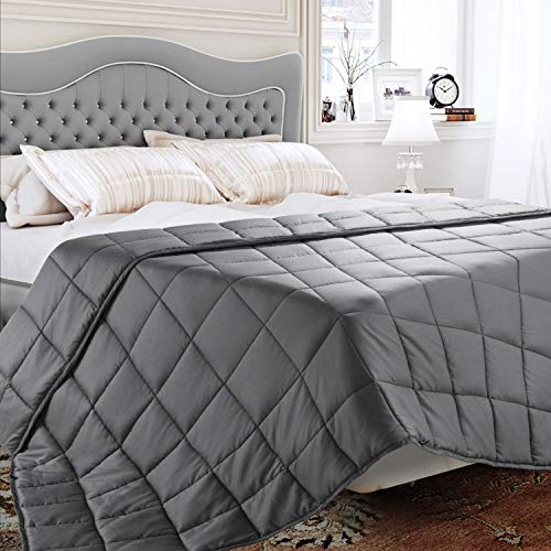 BedStory Manta ponderada 100% algodón Natural antiácaros hipoalergénica Suave y cómoda Puede aliviar la ansiedad el estrés el insomnio Gris Oscuro 122 * 183 cm (6,8 kg) Adultos