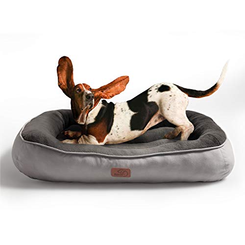 Bedsure Cama Perro Grande Lavable XL - Colchon Perro Cómoda de Felpa Muy Suave - Sofá de Perro 110x76x18cm,Gris