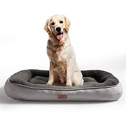 Bedsure Cama Perro Grande Lavable XL - Colchon Perro Cómoda de Felpa Muy Suave - Sofá de Perro 110x76x18cm,Gris