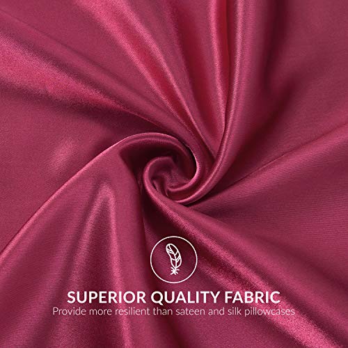 Bedsure Funda Almohada 50x75cm Satén Frambuesa - Juego de 2 Fundas Almohadas 75x50 Pelo Rizado, Muy Liso Suave de 100% Microfibra, Antiarrugas sin Cremallera, 2 Piezas