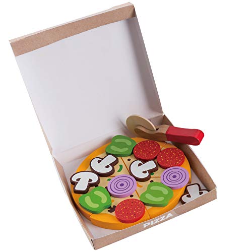 bee SMART Pizza de Madera y Accesorios, Juego de Pizza con Horno de Pizzas, Corta Pizza, espátula y Caja de Pizza, Dinero de Juego para niños, 30 Piezas+