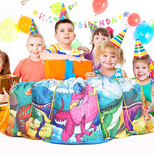 BeebeeRun 12pcs Mochilas Dinosaurio Bolsas de Cuerdas para Infantil Niños niñas,Mochila con Cordón Party Bolsas Saco de Deporte Infantil Fiesta de Cumpleaños Regalos