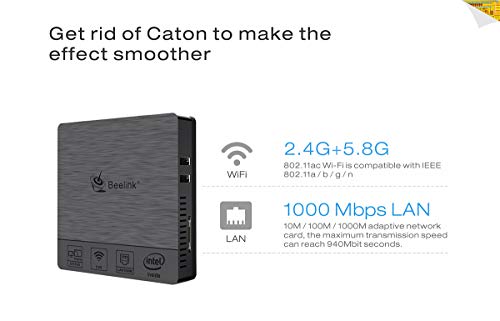 Beelink BT3 Pro II Mini PC Ordenador de sobremesa Soporte Windows 10 Home Sistema, 4GB RAM, 64GB eMMC ROM, Intel Atom x5-Z8350 Procesador, Dual-Band WiFi, Gigabit Ethernet, Salida HDMI/USB/SD/VGA
