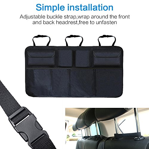 Beepzoo - Organizador para asiento trasero de coche, accesorios de carga, ahorro de espacio, resistente, se adapta a todoterrenos, con tapa inferior