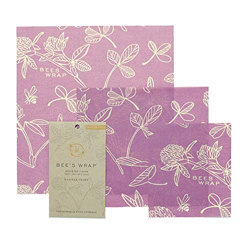 Bee's Wrap Juego de envoltorios de 3 tamaños Surtidos, Color Morado