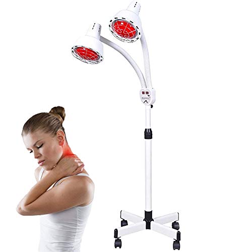 BEIAKE TDP Soporte del Piso De Lámpara De Calor Infrarrojo Cabeza del Doble De 360° Sin Ajuste De Flexión del Brazo para El Alivio del Dolor, Fisioterapia, Corporal Relajante,Rojo