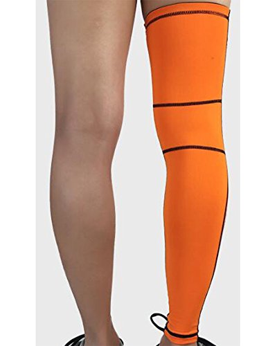Beinwärmer Leg Warmers/Accesorio de Ciclismo,Anti-UV Perneras Mangas Elástica Transpirable Como, Calcetines de Compresion de Pierna Completa (Envoltura única) Naranja XL