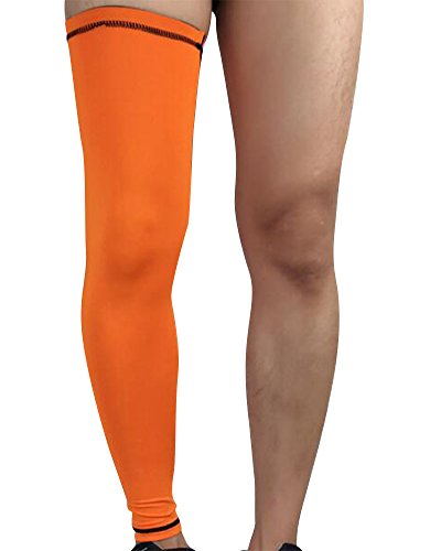 Beinwärmer Leg Warmers/Accesorio de Ciclismo,Anti-UV Perneras Mangas Elástica Transpirable Como, Calcetines de Compresion de Pierna Completa (Envoltura única) Naranja XL