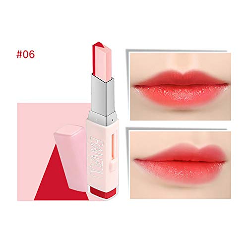 Beito 1 UNID Maquillaje Dos tonos Lápiz labial Hidratante Gradiente Lápiz labial Larga duración Labio Labio Belleza Labios naturales Cosméticos Barra de labios Tinte Regalo para niñas (06)