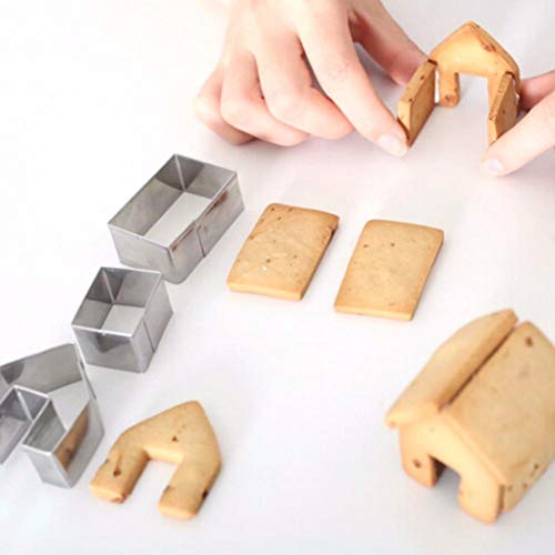 Beito Serie De Navidad 3pcs Acero Inoxidable De DIY 3D Cortador De La Galleta del Pan De Jengibre Casa De La Galleta del Molde Pasta De Azúcar Que Adorna Las Herramientas