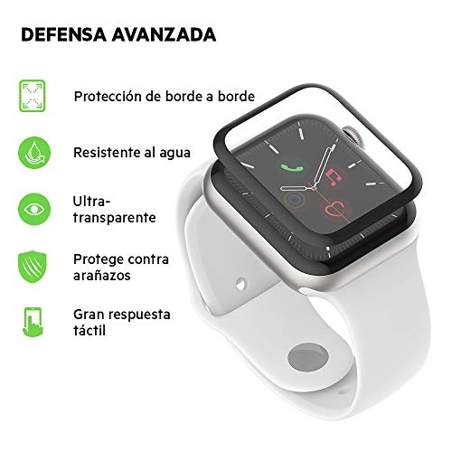 Belkin - Protector de pantalla para Apple Watch Series 5 y 4, protector de borde a borde para el modelo de 44 mm