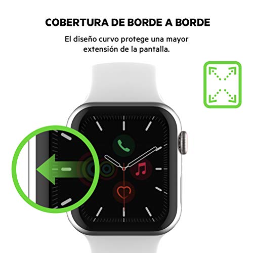 Belkin - Protector de pantalla para Apple Watch Series 5 y 4, protector de borde a borde para el modelo de 44 mm