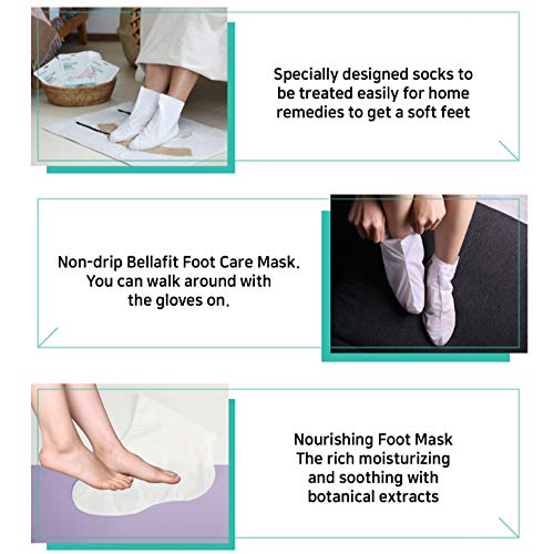 [Bellafit]Mascarillas para pies - Calcetines hidratantes para Talones agrietados y pie seco 5 paquetes