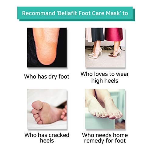 [Bellafit]Mascarillas para pies - Calcetines hidratantes para Talones agrietados y pie seco 5 paquetes