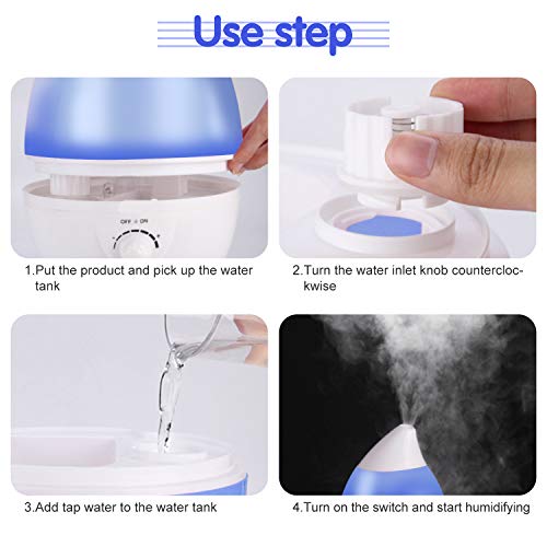 BelonLink Humidificador ultrasónico de niebla fría, humidificador silencioso de alta capacidad de 3000 ml con luces de colores, apagado automático sin agua, para el hogar, yoga, oficina, dormitorio