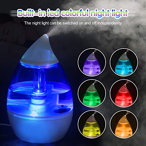 BelonLink Humidificador ultrasónico de niebla fría, humidificador silencioso de alta capacidad de 3000 ml con luces de colores, apagado automático sin agua, para el hogar, yoga, oficina, dormitorio