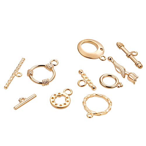 BENECREAT 12 Set Cierre Chapado en 18K Oro de Mordaza Conector OT Accesorios Brazalete Collar Dorado - 6 Formas Mixtas
