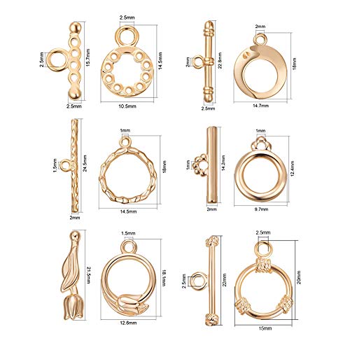 BENECREAT 12 Set Cierre Chapado en 18K Oro de Mordaza Conector OT Accesorios Brazalete Collar Dorado - 6 Formas Mixtas