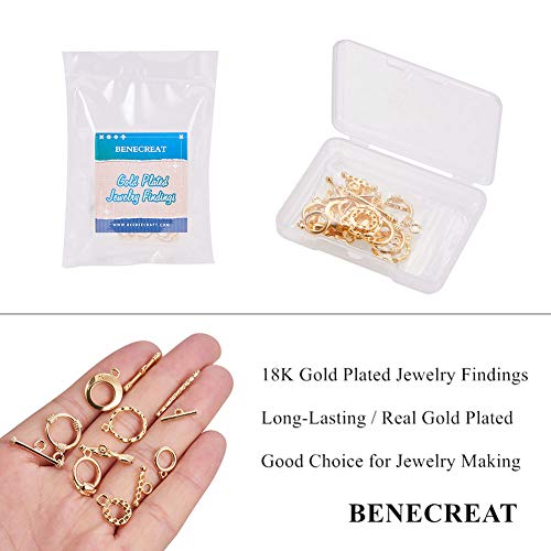 BENECREAT 12 Set Cierre Chapado en 18K Oro de Mordaza Conector OT Accesorios Brazalete Collar Dorado - 6 Formas Mixtas