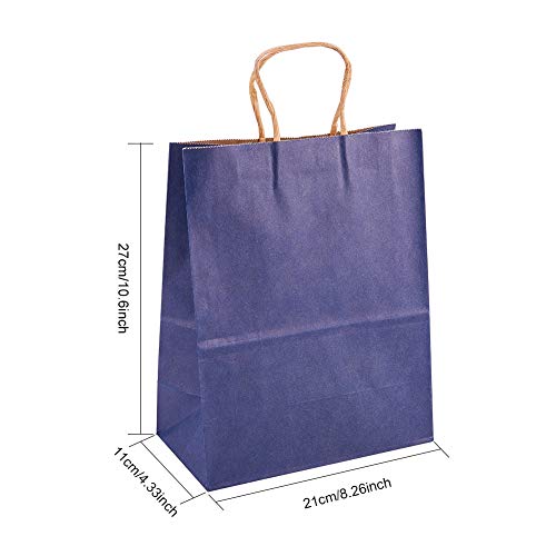 BENECREAT 30 Pack Bolsas de Regalo de Papel Kraft con Asas Compras, Mercancía, Venta al por Menor, Fiesta, Boda, Papel 100% Reciclado Azul Oscuro