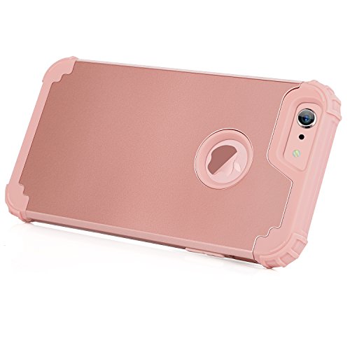 BENTOBEN iPhone 6 Funda, iPhone 6s Funda, 3 en 1 Carcasa Combinada PC Dura y TPU Silicona Fuerte Resistente PC Bumper Antigolpes Cover Cubierta Protectora Fundas para iPhone 6/6s (4.7'')- Oro Rosa