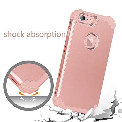 BENTOBEN iPhone 6 Funda, iPhone 6s Funda, 3 en 1 Carcasa Combinada PC Dura y TPU Silicona Fuerte Resistente PC Bumper Antigolpes Cover Cubierta Protectora Fundas para iPhone 6/6s (4.7'')- Oro Rosa