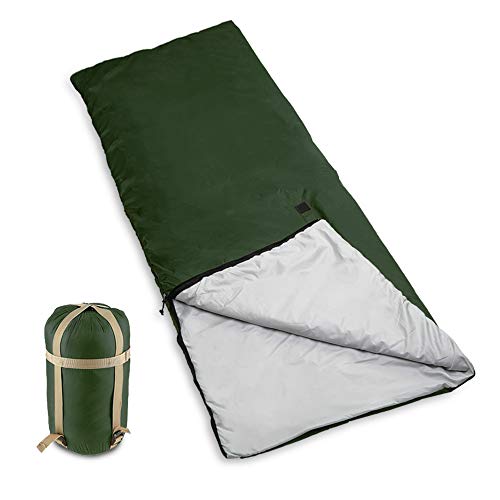 Bessport Saco de Dormir Ligero, de Forma Rectangular, Saco Dormir de sobre para Acampada Senderismo al Aire Libre, con Bolsa de Compresión  (Green)