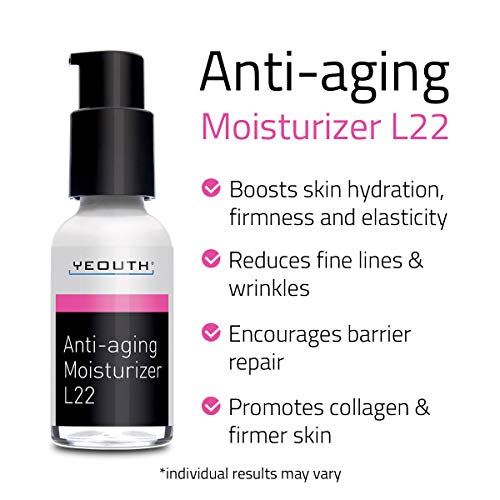 Best Anti Aging Moisturizer Face Cream, Shea Butter, Jojoba & Macadamia Seed Oil, and Patented L22 Complex From YEOUTH, Hydrates, Firms, Erases Wrinkles and Evens Skin Tone