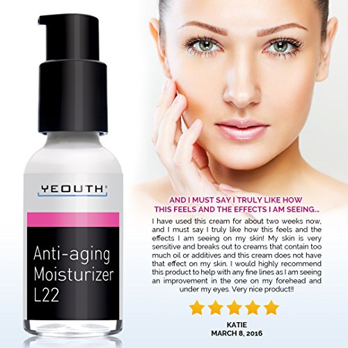 Best Anti Aging Moisturizer Face Cream, Shea Butter, Jojoba & Macadamia Seed Oil, and Patented L22 Complex From YEOUTH, Hydrates, Firms, Erases Wrinkles and Evens Skin Tone