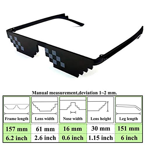 Best-Bag Cool Thug Life Gafas Negro 8 bit Pixel Gafas de Sol Divertidas Unisex Lentes Gafas de Sol Juguete (S)