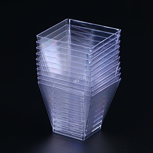 BESTonZON 50PCS 60ml Mini Tazas de Postre Plástico, Pequeñas Copas Desechables Transparente para Trifle y Jalea Platos de Postre