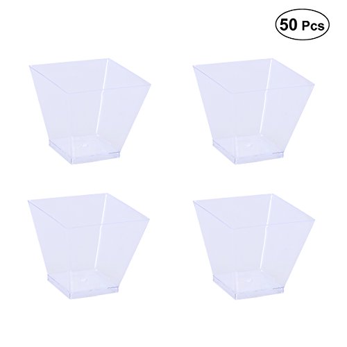 BESTonZON 50PCS 60ml Mini Tazas de Postre Plástico, Pequeñas Copas Desechables Transparente para Trifle y Jalea Platos de Postre