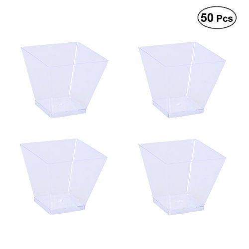 BESTonZON 50PCS 60ml Mini Tazas de Postre Plástico, Pequeñas Copas Desechables Transparente para Trifle y Jalea Platos de Postre