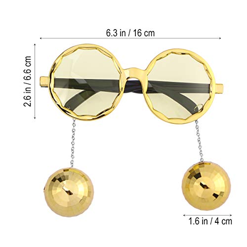 BESTOYARD Gafas de Sol del Partido con la Bola Colgante Disco Ball Novedad Gafas Divertidas para el Partido de la Mascarada de Halloween Props (Golden)