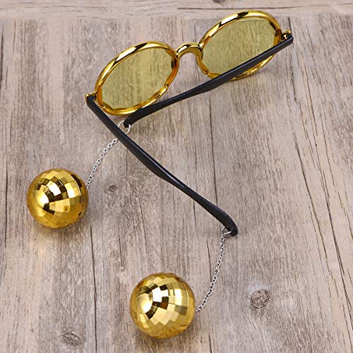 BESTOYARD Gafas de Sol del Partido con la Bola Colgante Disco Ball Novedad Gafas Divertidas para el Partido de la Mascarada de Halloween Props (Golden)