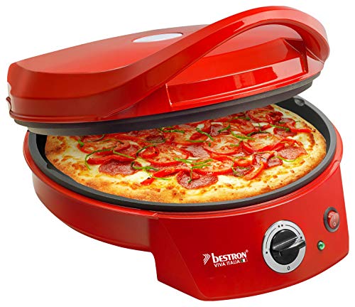 Bestron Horno Grill Eléctrico para Pizza, Viva Italia, Calor Superior e Inferior, Hasta 180°C, 1800 W, Rojo