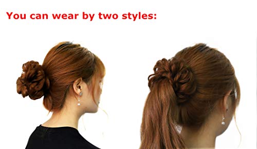 BESTUNG Extensiones de bollos para el pelo Scrunchies rizados desordenados Postizos Donut sintético Updo para mujeres y niñas (30#)
