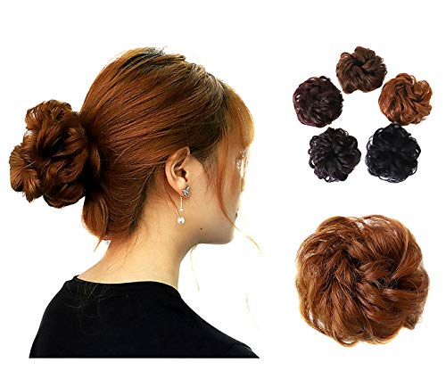 BESTUNG Extensiones de bollos para el pelo Scrunchies rizados desordenados Postizos Donut sintético Updo para mujeres y niñas (30#)