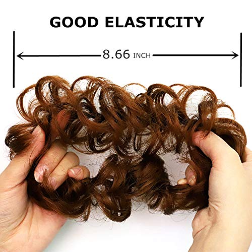 BESTUNG Extensiones de bollos para el pelo Scrunchies rizados desordenados Postizos Donut sintético Updo para mujeres y niñas (30#)