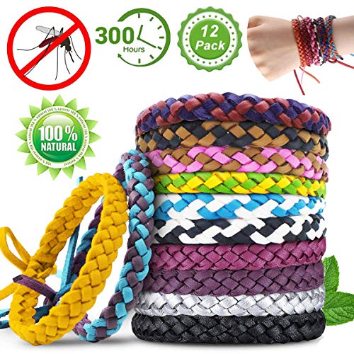 BESTZY 12PCS Repelente de mosquitos Pulsera Repelente Antimosquitos Naturales Pulseras Repelentes de Mosquitos para una protección prolongada contra mosquitos e insectos(colores aleatorios)