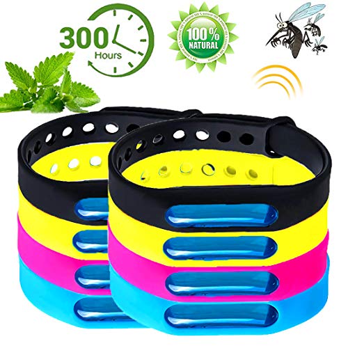 BESTZY Pulsera Repelente, 8 Piezas Pulsera Repelente de Mosquitos Pulsera Repelente Antimosquitos Naturales para Una Protección Prolongada contra Mosquitos