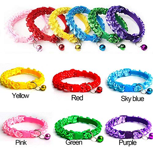 BETOY - 6 pcs Collar para mascotas con campanas, collar reflectante personalizado ajustable, reutilizable felpa suave Cuello de piel de animal doméstico de para gatos cachorros