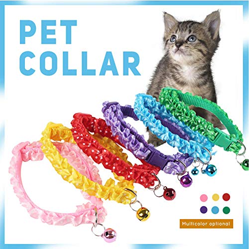 BETOY - 6 pcs Collar para mascotas con campanas, collar reflectante personalizado ajustable, reutilizable felpa suave Cuello de piel de animal doméstico de para gatos cachorros