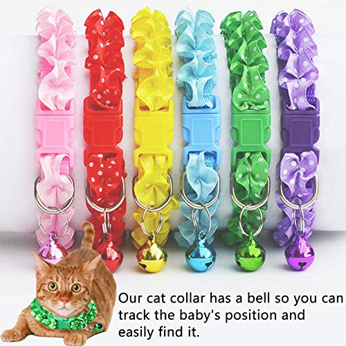 BETOY - 6 pcs Collar para mascotas con campanas, collar reflectante personalizado ajustable, reutilizable felpa suave Cuello de piel de animal doméstico de para gatos cachorros