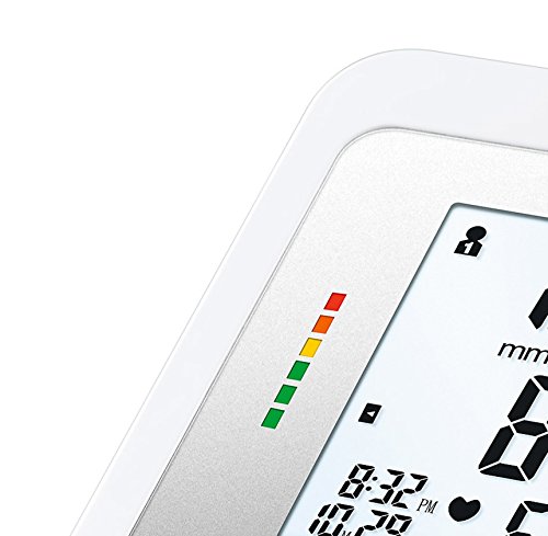 Beurer BM26 - Tensiómetro de brazo, para tomar la presión arterial, con indicador de arritmia, memoria 4 x 30 mediciones, manguito 22-36 cm, color blanco