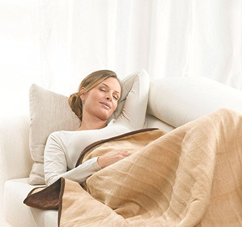 Beurer HD100 Manta, tamaño XXL, transpirable, lavable, 6 potencias, display LED desconexión automática 3 horas, termostato protector triple, 150x200cm, cama matrimonio, crema/marrón