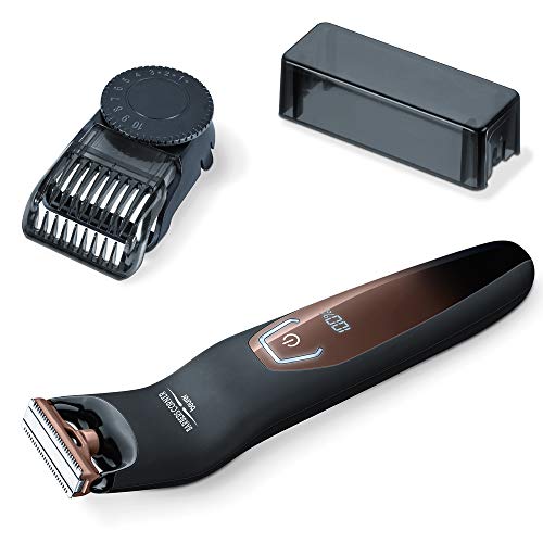 Beurer HR6000 Cortabarbas con-sin cable para cuerpo, barba y cara Body Groomer (litio), pantalla led, lavable IPx6, 60 mins autonomía, accesorios giratorio, color negro